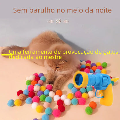 🐱🎯 Juguete Interactivo para Gato con Lanzador de Pelotas de Felpa
