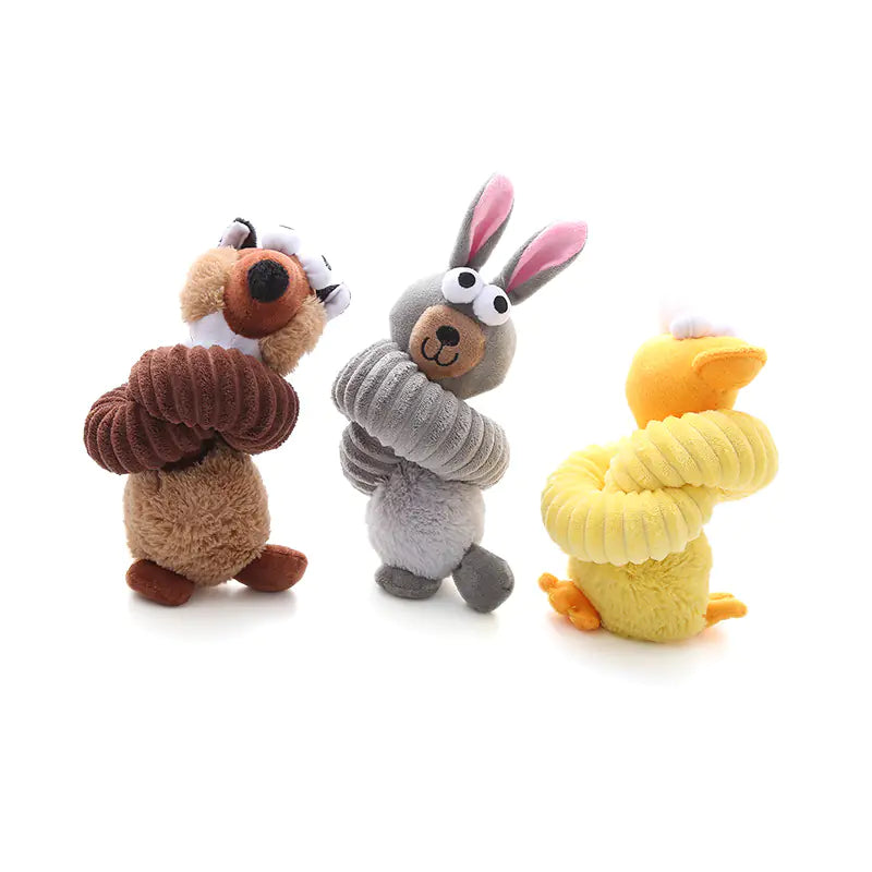 Juguete interactivo de peluche con cuello largo para perros, ideal para masticar