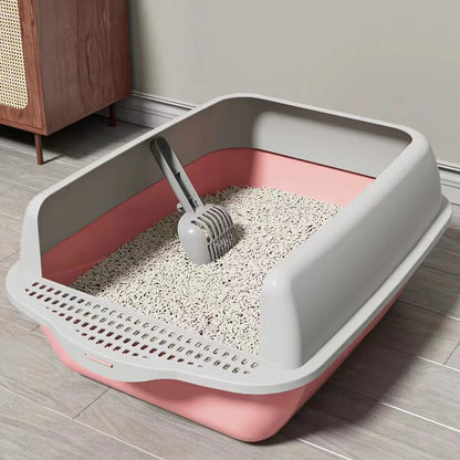 Caja de Arena para Gatos Grande Semi-Cerrada con Partes Desmontables