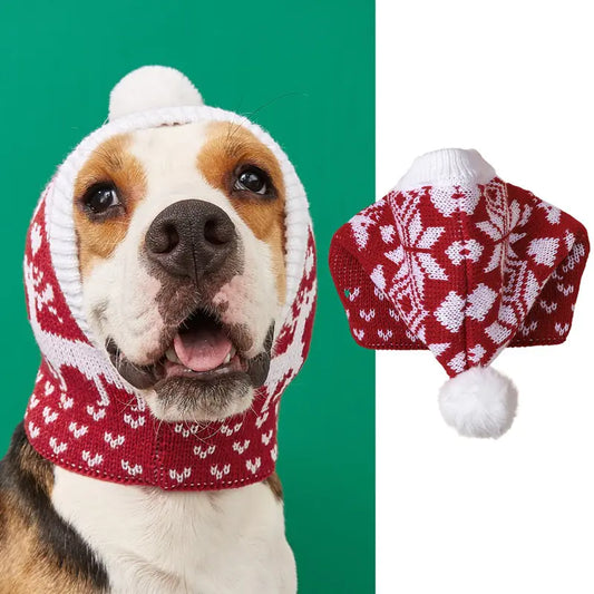Gorrito navideño para mascotas con adorables corazones, copos de nieve y renitos