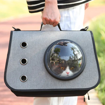 Mochila plegable para gatos con diseño de malla transpirable