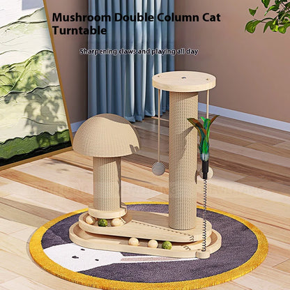 Rascador de Madera Maciza con Juguetes para Gatos – Estilo y Diversión