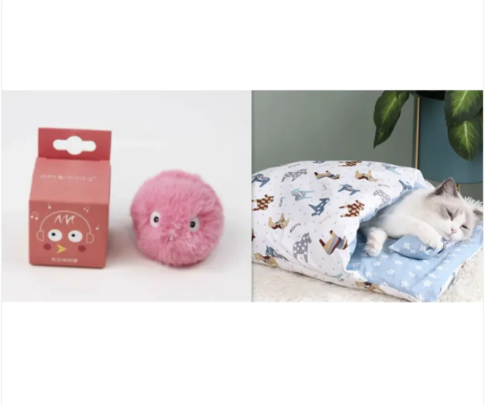 Pelota interactiva para mascotas y set de cama incluido 🐶😻