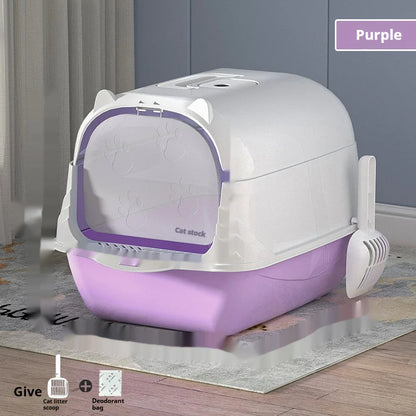 Arenero Grande y Cerrado para Gatos – Limpieza y Comodidad😻