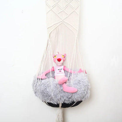 🐾 Cama Colgante Bohemia para Gato – Diseño Artesanal con Encaje