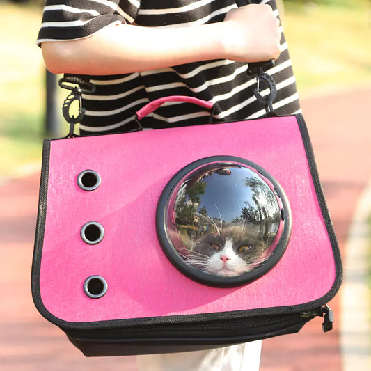 Mochila plegable para gatos con diseño de malla transpirable