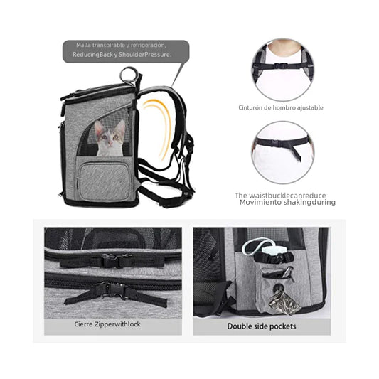 Mochila portátil y expandible para mascotas, para gatos y perros.