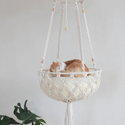 🐾 Hamaca Colgante de Macramé para Gato – Tamaño Grande