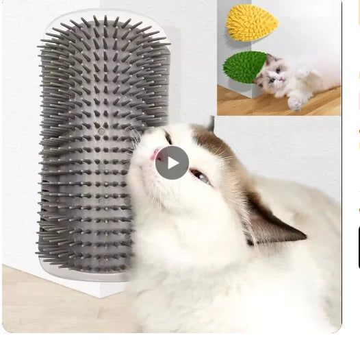 Rascador de esquina para gatos con cepillo de masaje y tabla para rascar😻