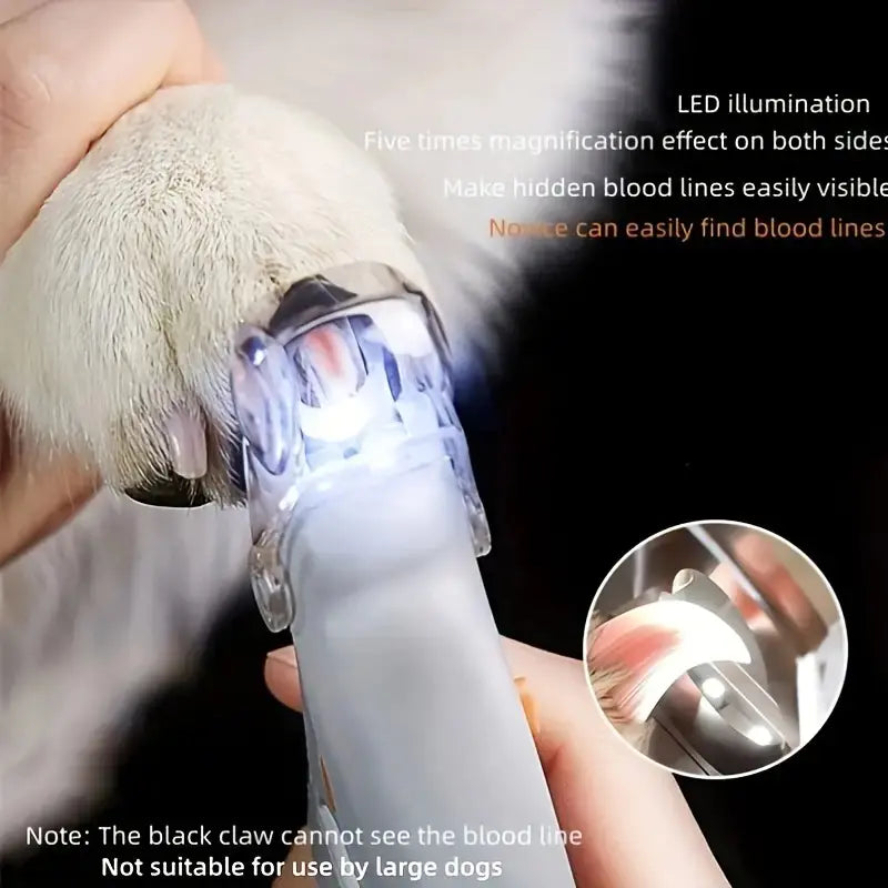 Cortauñas para Mascotas con Luz LED, Tijeras y Lupa