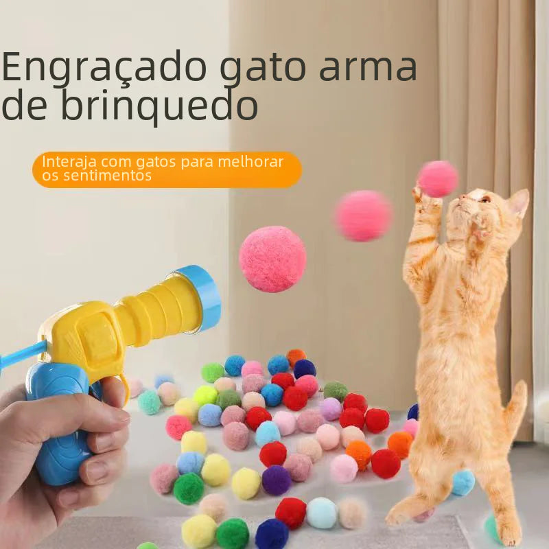 🐱🎯 Juguete Interactivo para Gato con Lanzador de Pelotas de Felpa