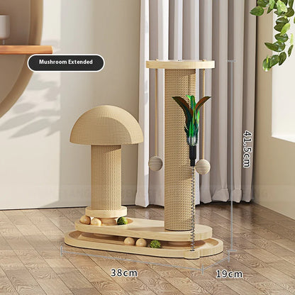 Rascador de Madera Maciza con Juguetes para Gatos – Estilo y Diversión