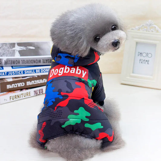 Chaqueta de Perro Acolchada y Engrosada de Camuflaje para Mascotas