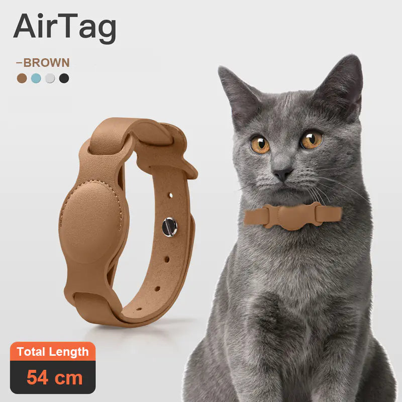 Funda de cuero para collar anti pérdida de mascotas