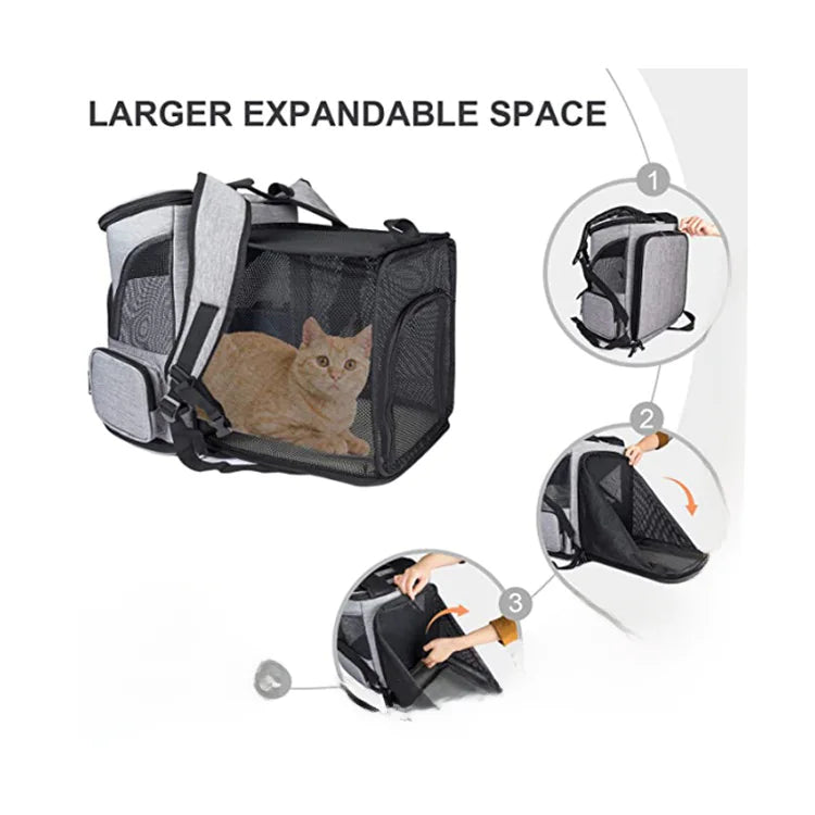 Mochila portátil y expandible para mascotas, para gatos y perros.