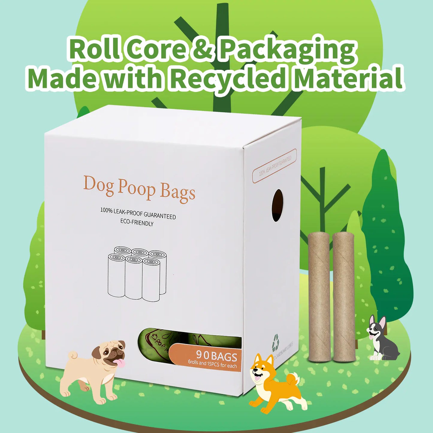 Dispensador Ecológico de Bolsas para Desechos de Perro con Bolsas de 1.2 mm
