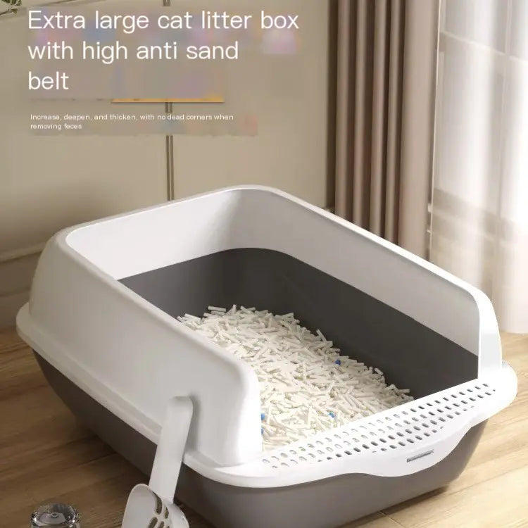 Caja de Arena para Gatos Grande Semi-Cerrada con Partes Desmontables