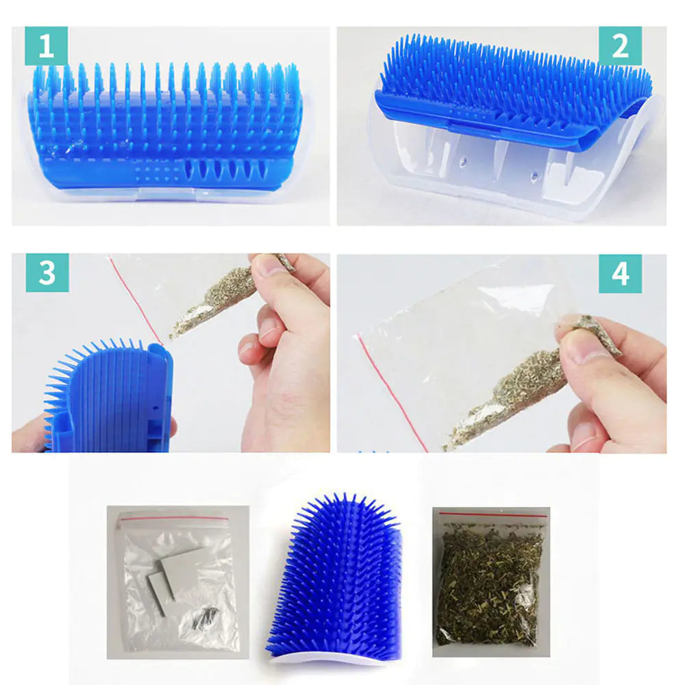 Cepillo autolimpiador con catnip para gatos – para esquinas.